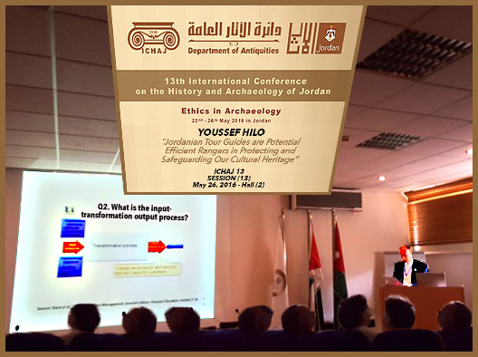 Youssef Hilo making presentation "Jordanian Tour Guides are Potential Efficient Rangers in Protecting and Safeguarding Our Cultural Heritage." 